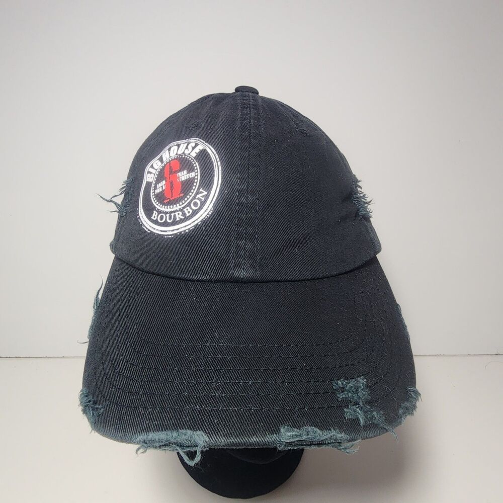 Big House Bourbon Distressed Black Baseball Cap Hat Adjustable Strapback Whiskey